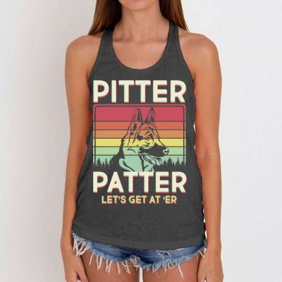 Vintage Pitter Patter Let's Get At 'Er German Shepard Women's Knotted Racerback Tank