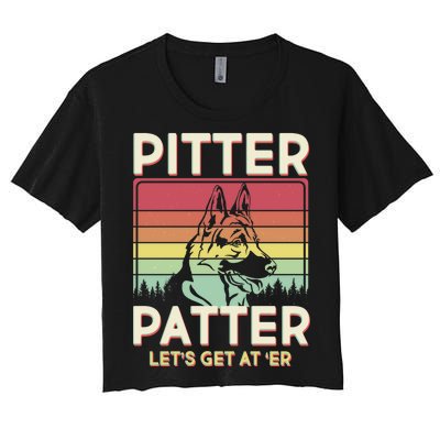 Vintage Pitter Patter Let's Get At 'Er German Shepard Women's Crop Top Tee