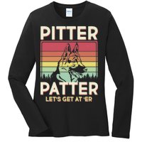 Vintage Pitter Patter Let's Get At 'Er German Shepard Ladies Long Sleeve Shirt