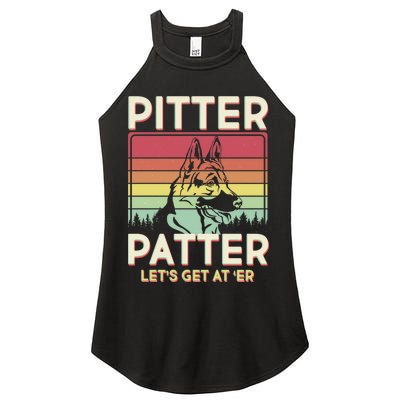 Vintage Pitter Patter Let's Get At 'Er German Shepard Women's Perfect Tri Rocker Tank