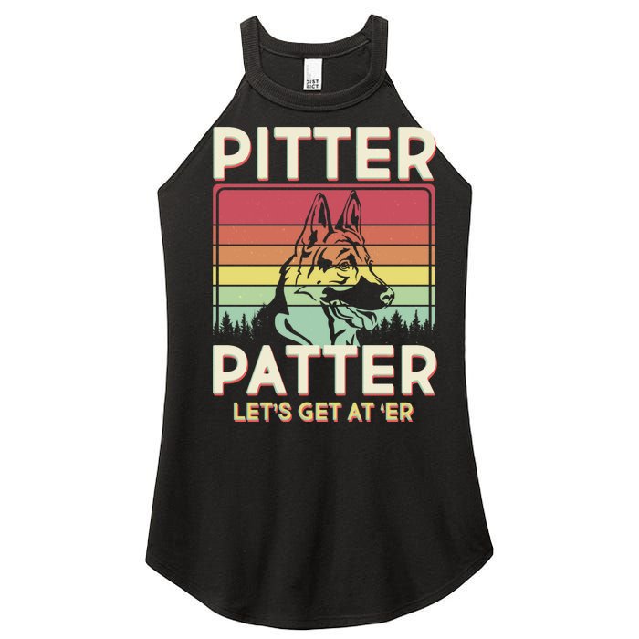 Vintage Pitter Patter Let's Get At 'Er German Shepard Women's Perfect Tri Rocker Tank