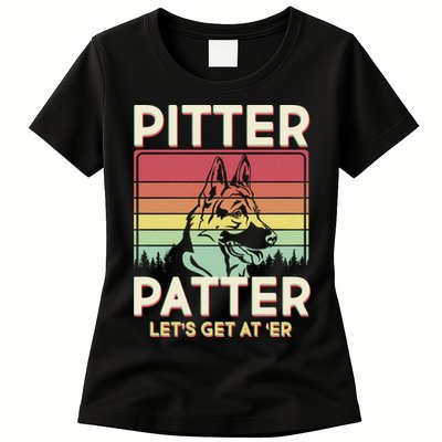 Vintage Pitter Patter Let's Get At 'Er German Shepard Womens T-Shirt