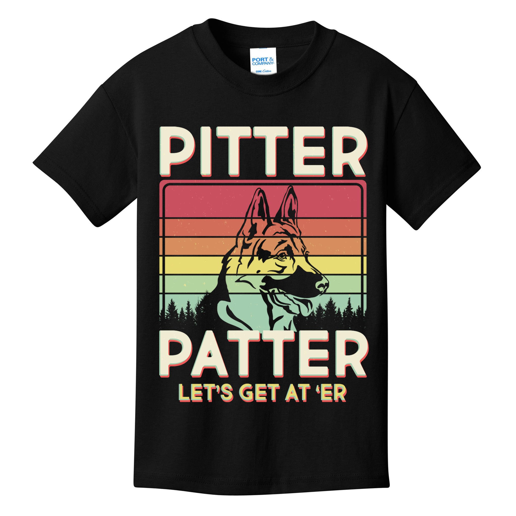 Vintage Pitter Patter Let's Get At 'Er German Shepard Kids T-Shirt