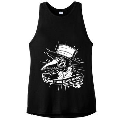 Vintage Plague Doctor Wash Your Damn Hands Ladies PosiCharge Tri-Blend Wicking Tank