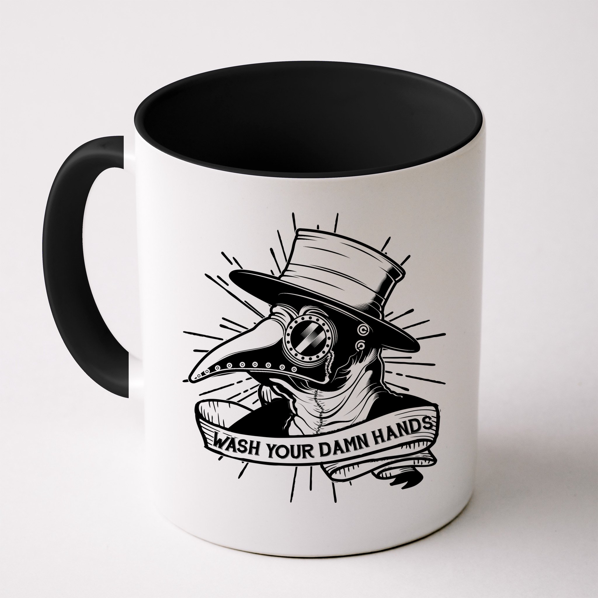 Vintage Plague Doctor Wash Your Damn Hands Mug