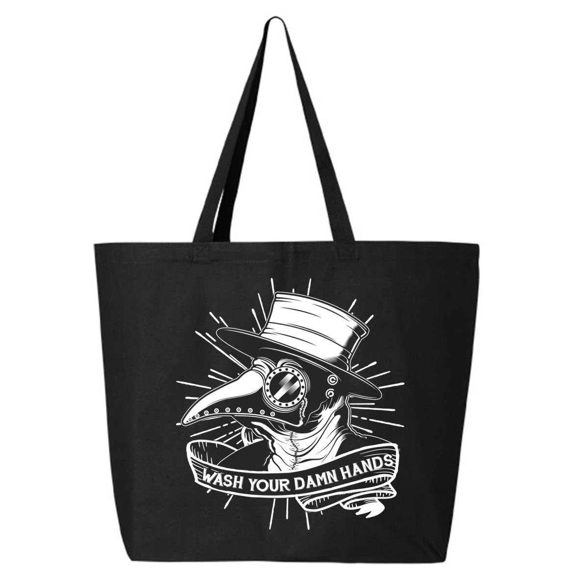 Vintage Plague Doctor Wash Your Damn Hands 25L Jumbo Tote