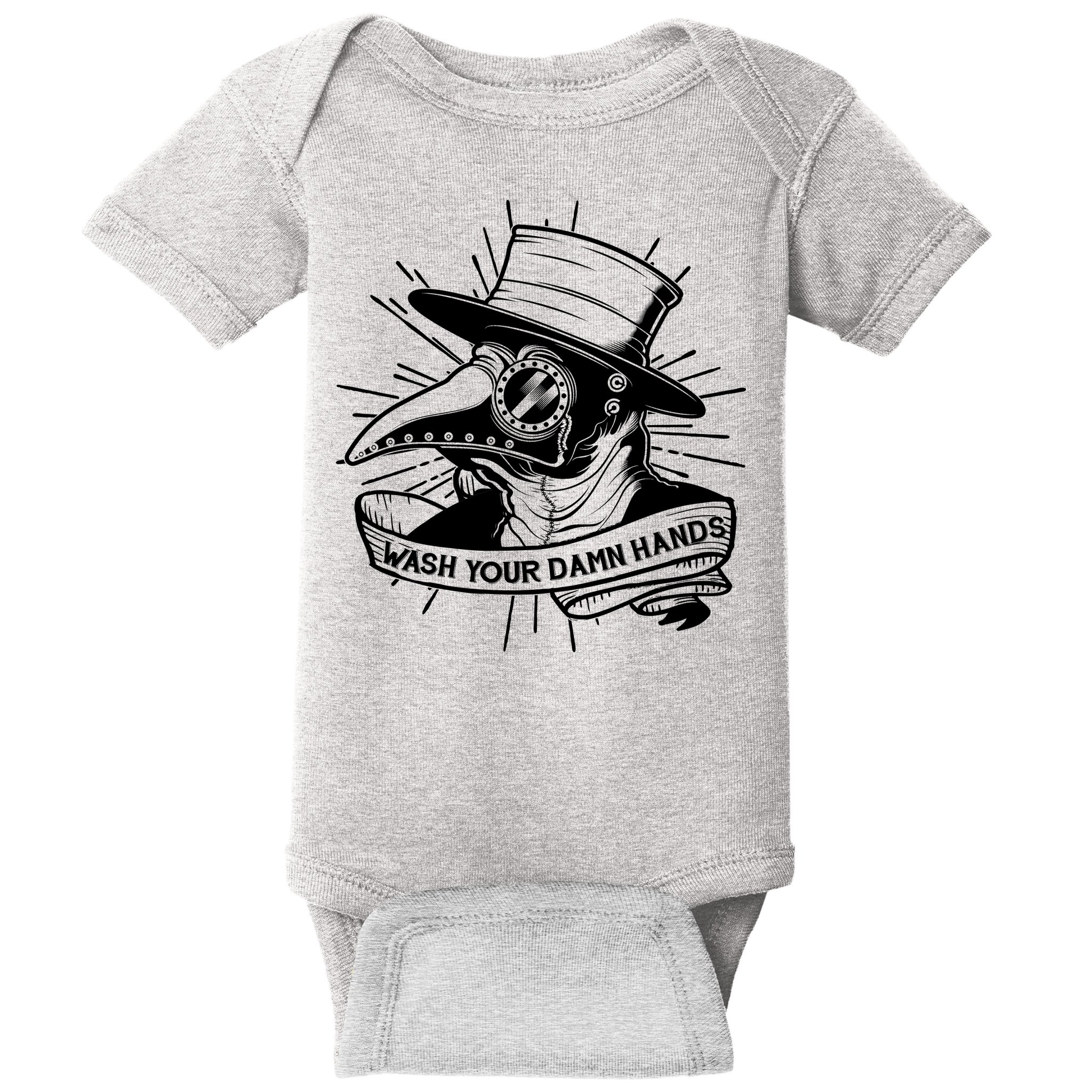 Vintage Plague Doctor Wash Your Damn Hands Baby Bodysuit
