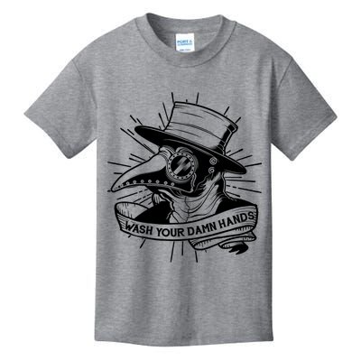 Vintage Plague Doctor Wash Your Damn Hands Kids T-Shirt