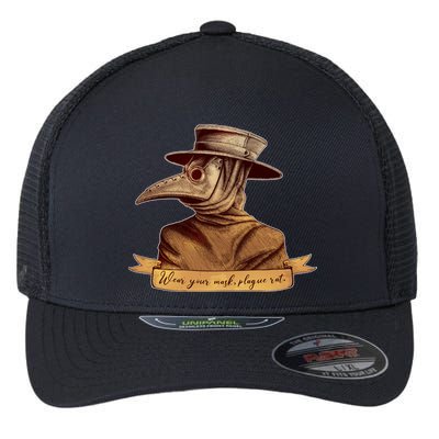 Vintage Plague Doctor Wear Your Mask Plague Rat Flexfit Unipanel Trucker Cap