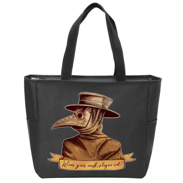 Vintage Plague Doctor Wear Your Mask Plague Rat Zip Tote Bag