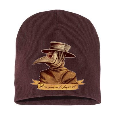 Vintage Plague Doctor Wear Your Mask Plague Rat Short Acrylic Beanie