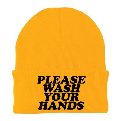 Vintage Please Wash Your Hands Knit Cap Winter Beanie