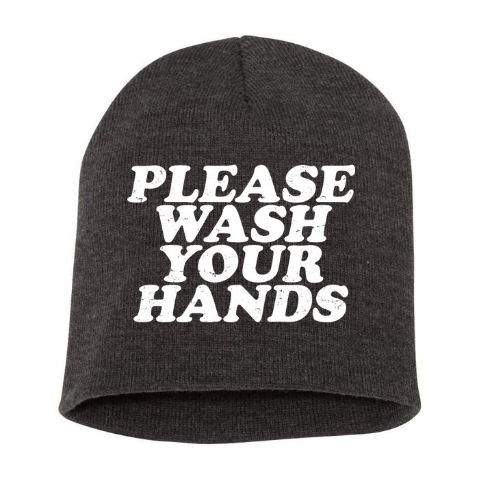 Vintage Please Wash Your Hands Short Acrylic Beanie