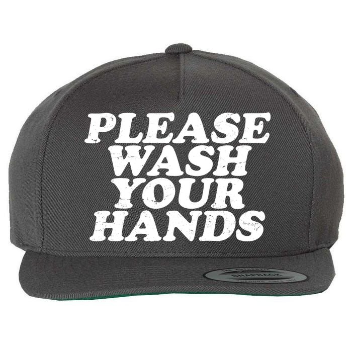 Vintage Please Wash Your Hands Wool Snapback Cap