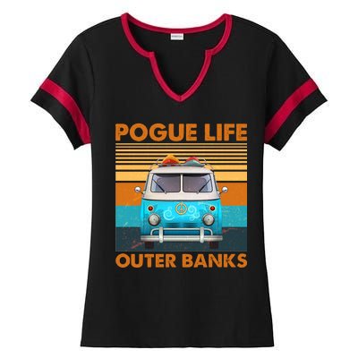 Vintage Pogue Life Outer Banks Surf Bus Ladies Halftime Notch Neck Tee