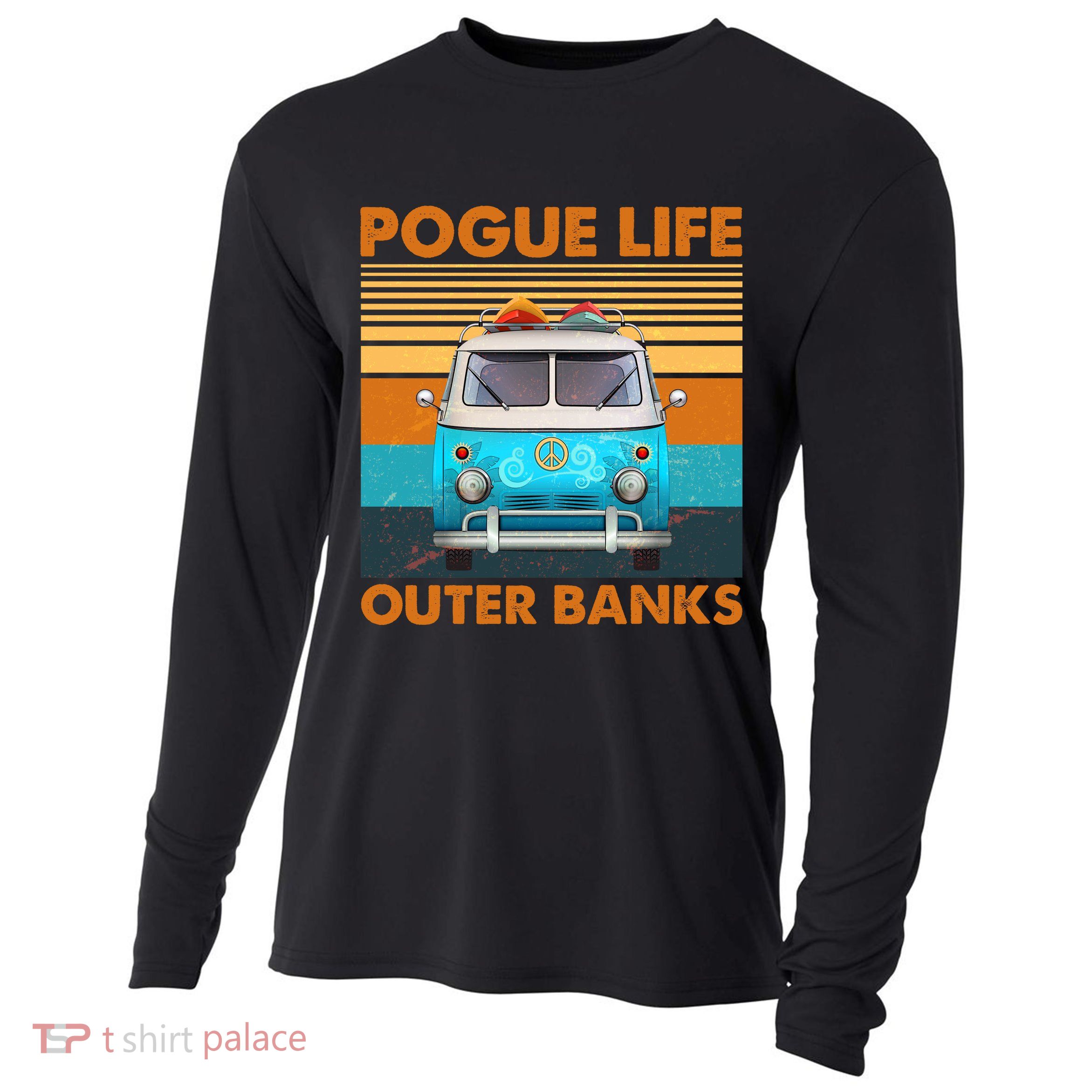 Vintage Pogue Life Outer Banks Surf Bus Cooling Performance Long Sleeve Crew