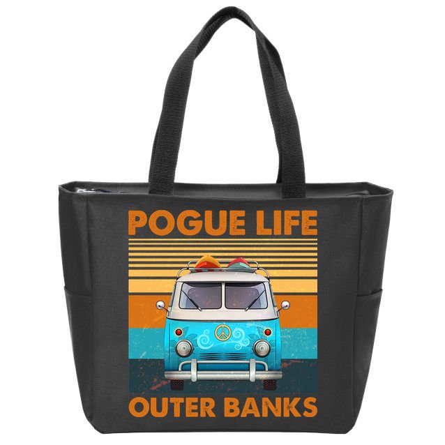 Vintage Pogue Life Outer Banks Surf Bus Zip Tote Bag