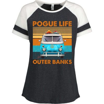 Vintage Pogue Life Outer Banks Surf Bus Enza Ladies Jersey Colorblock Tee