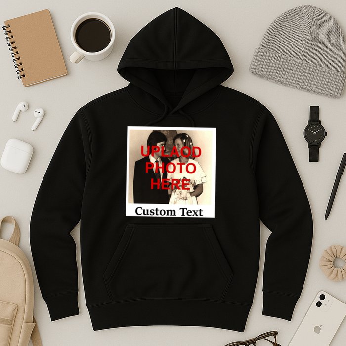 Vintage Polaroid Custom Photo Personalize Text Hoodie