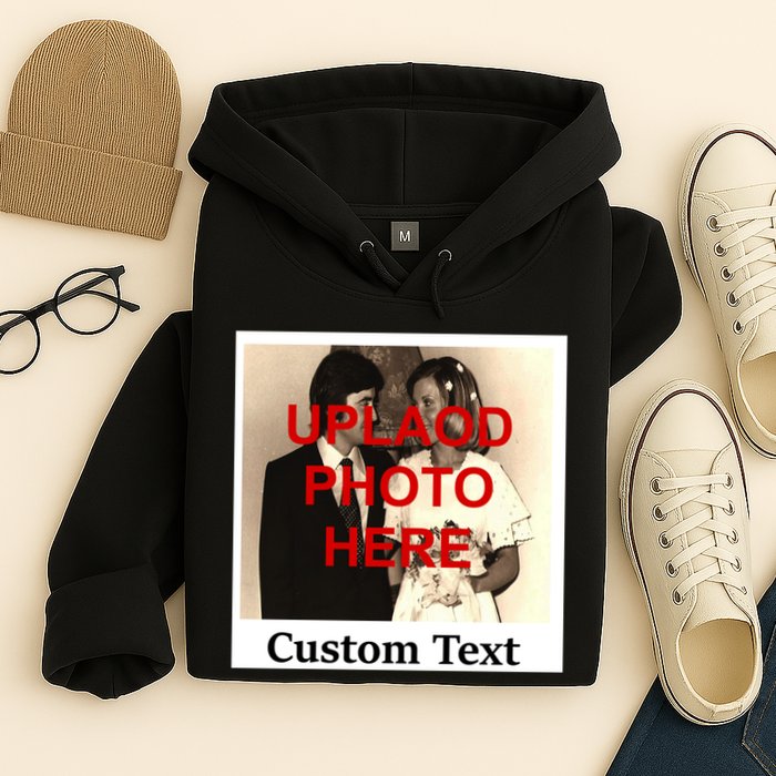 Vintage Polaroid Custom Photo Personalize Text Hoodie