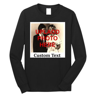 Vintage Polaroid Custom Photo Personalize Text Long Sleeve Shirt