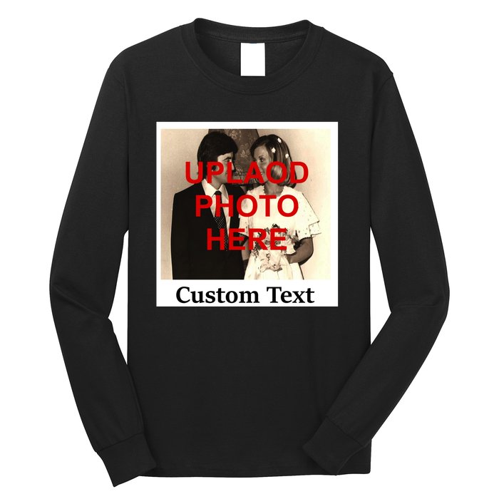 Vintage Polaroid Custom Photo Personalize Text Long Sleeve Shirt