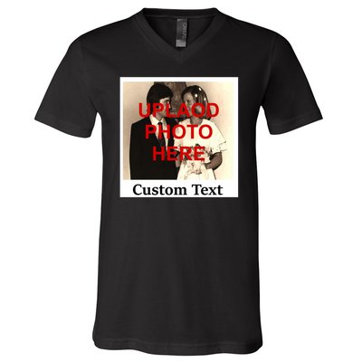 Vintage Polaroid Custom Photo Personalize Text V-Neck T-Shirt