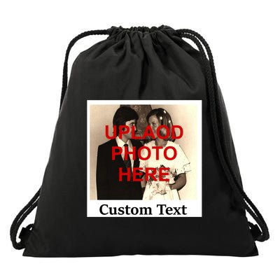 Vintage Polaroid Custom Photo Personalize Text Drawstring Bag