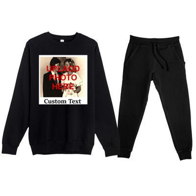 Vintage Polaroid Custom Photo Personalize Text Premium Crewneck Sweatsuit Set