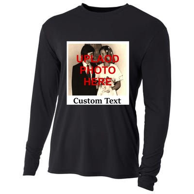 Vintage Polaroid Custom Photo Personalize Text Cooling Performance Long Sleeve Crew