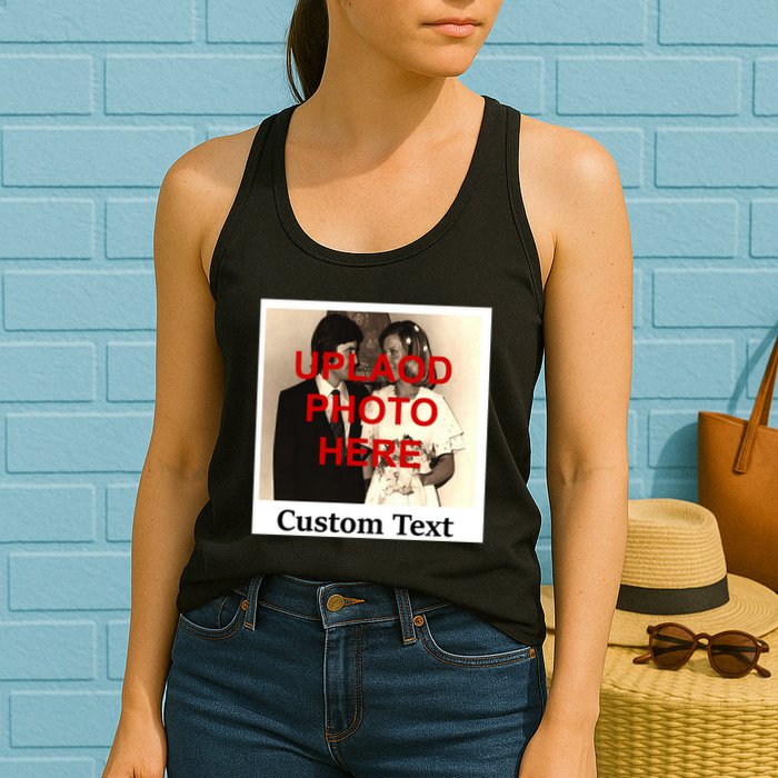Vintage Polaroid Custom Photo Personalize Text Womens Tank Top