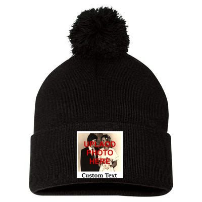 Vintage Polaroid Custom Photo Personalize Text Pom Pom 12in Knit Beanie