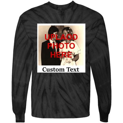 Vintage Polaroid Custom Photo Personalize Text Tie-Dye Long Sleeve Shirt