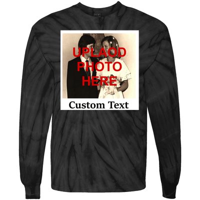 Vintage Polaroid Custom Photo Personalize Text Tie-Dye Long Sleeve Shirt