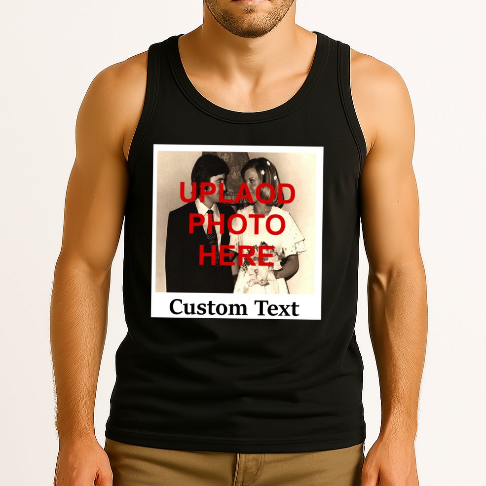 Vintage Polaroid Custom Photo Personalize Text Tank Top