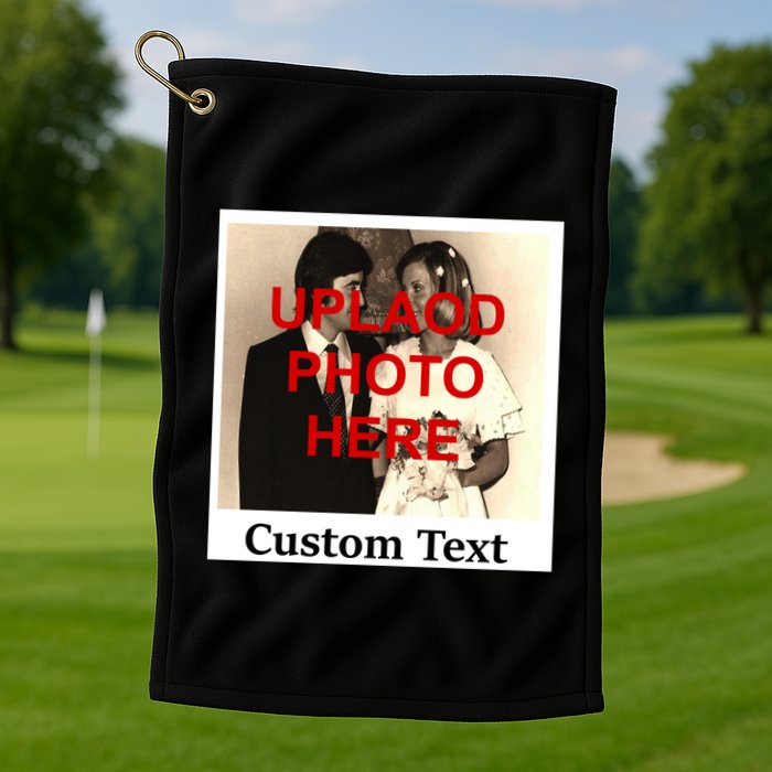 Vintage Polaroid Custom Photo Personalize Text Golf Towel
