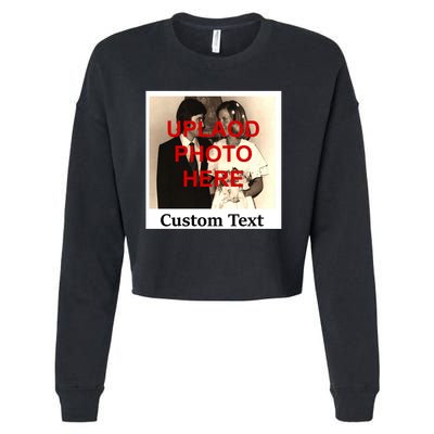 Vintage Polaroid Custom Photo Personalize Text Cropped Pullover Crew