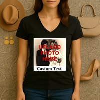 Vintage Polaroid Custom Photo Personalize Text Women's V-Neck T-Shirt