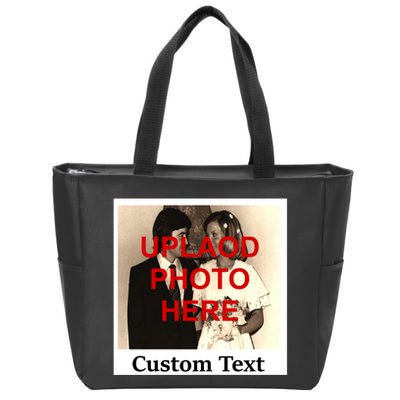 Vintage Polaroid Custom Photo Personalize Text Zip Tote Bag