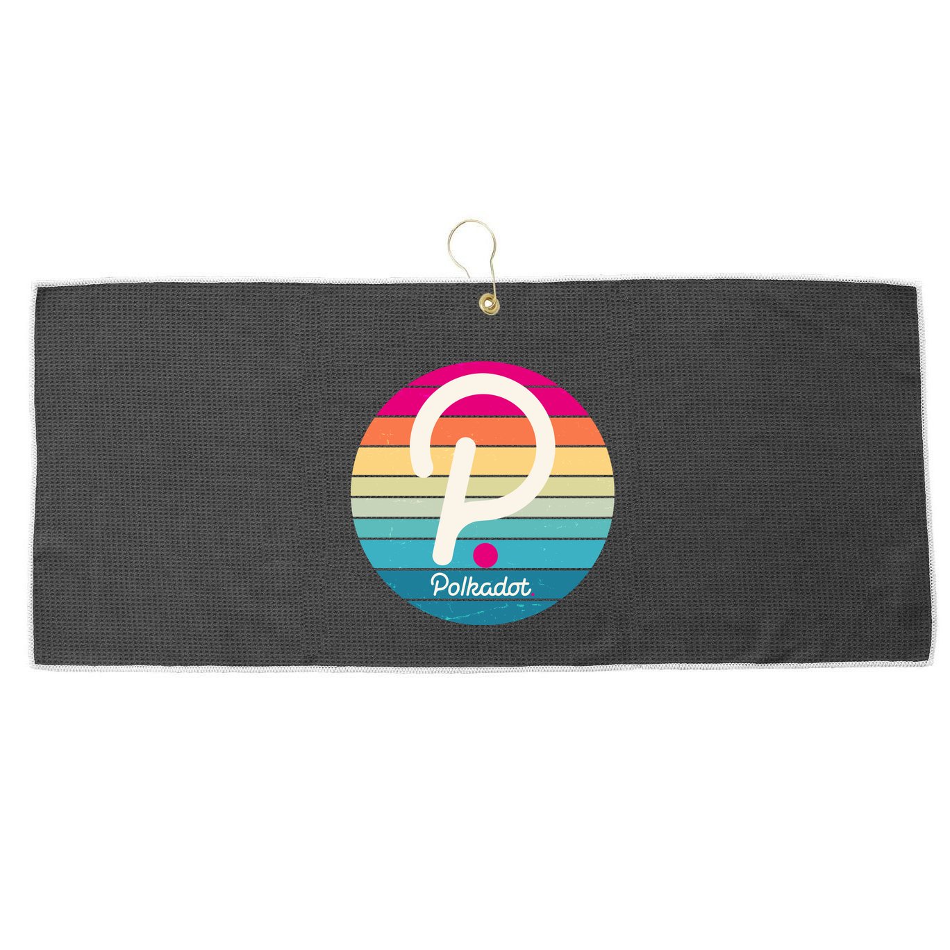 Vintage Polkadot Crypto Currency Logo Large Microfiber Waffle Golf Towel
