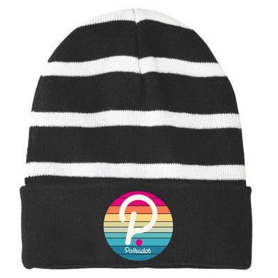 Vintage Polkadot Crypto Currency Logo Striped Beanie with Solid Band