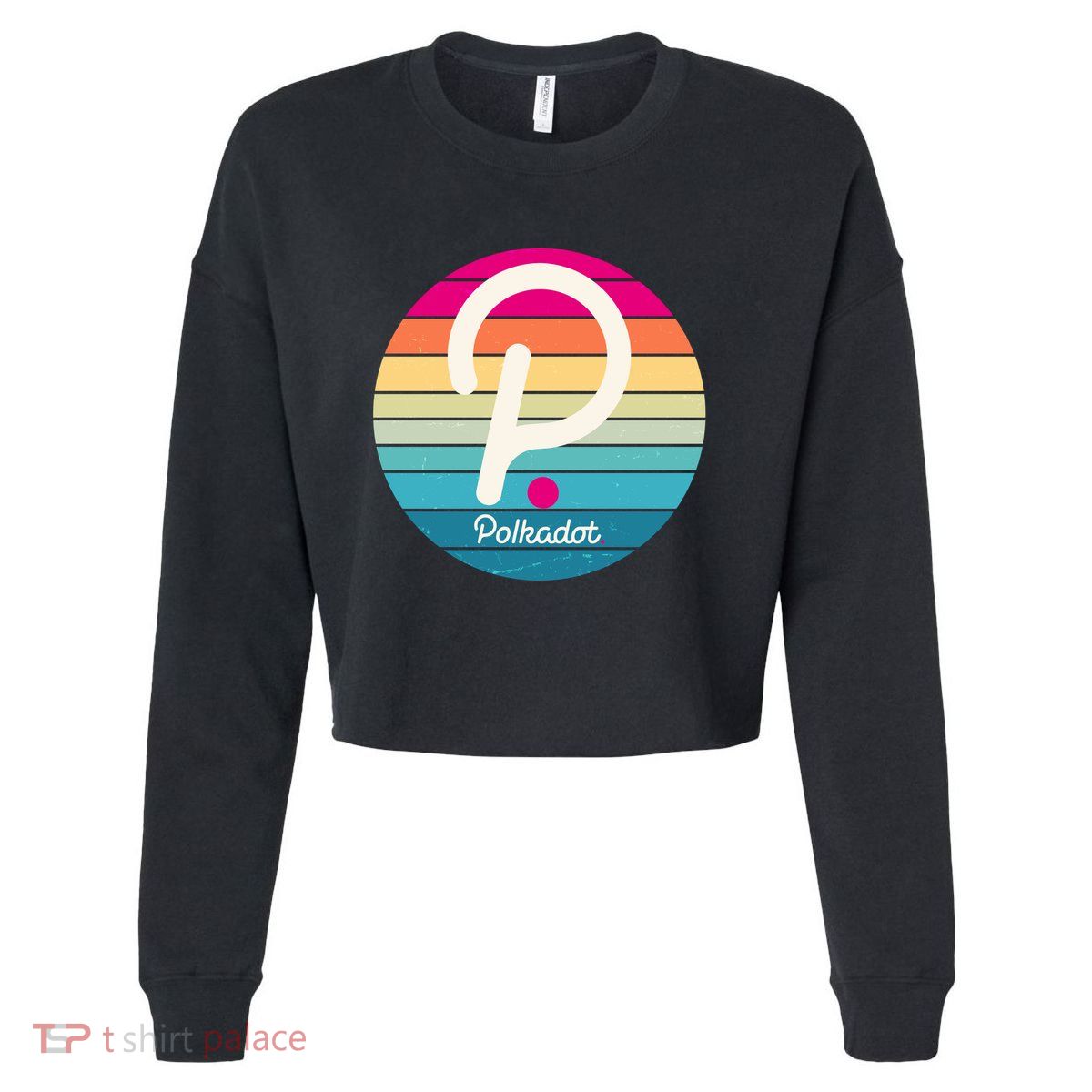 Vintage Polkadot Crypto Currency Logo Cropped Pullover Crew