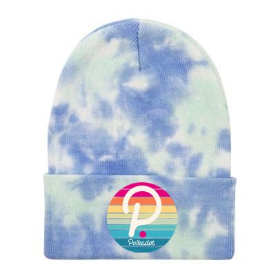 Vintage Polkadot Crypto Currency Logo Tie Dye 12in Knit Beanie