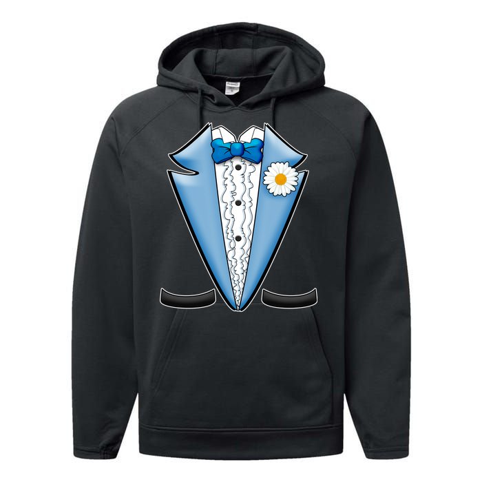 Vintage Powder Blue Suit Tuxedo Costume Performance Fleece Hoodie