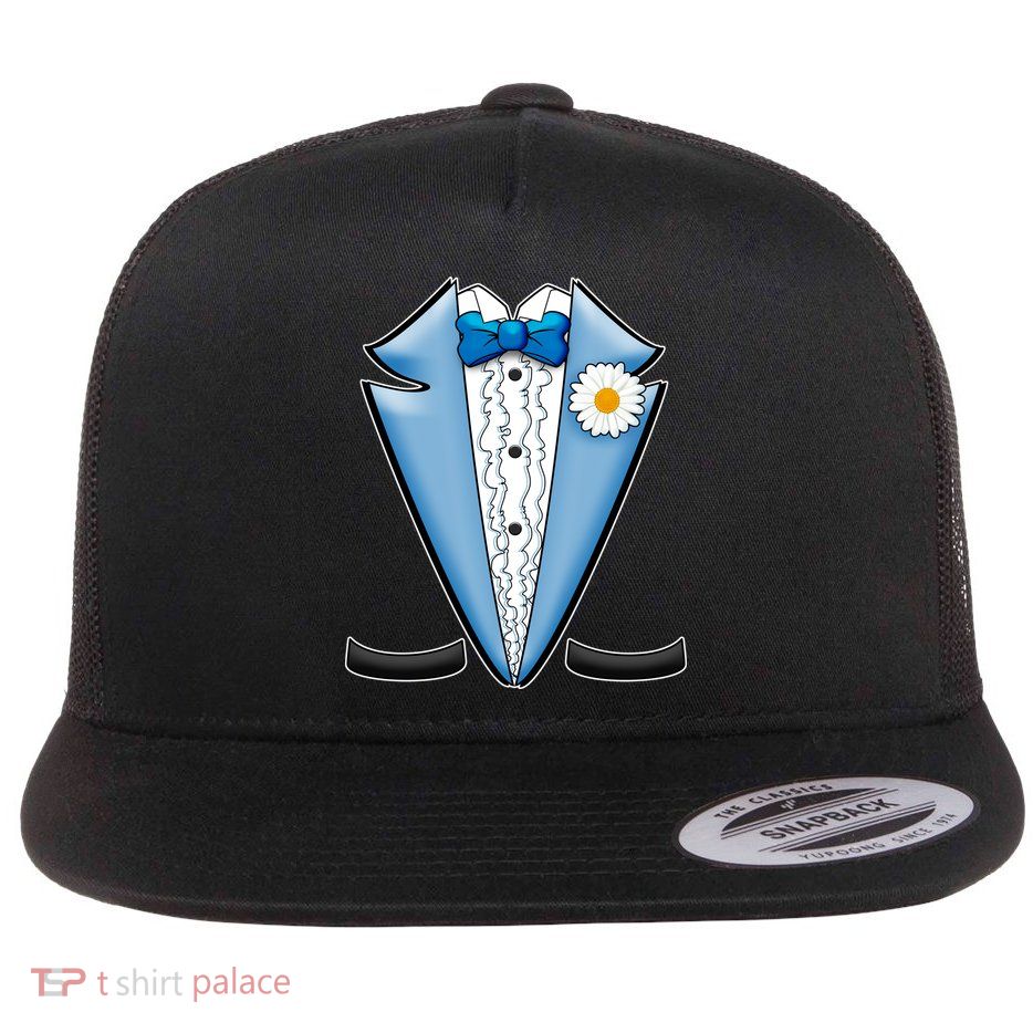 Vintage Powder Blue Suit Tuxedo Costume Flatbill Hat
