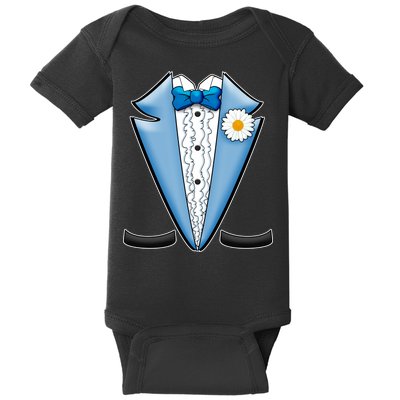 Vintage Powder Blue Suit Tuxedo Costume Baby Bodysuit