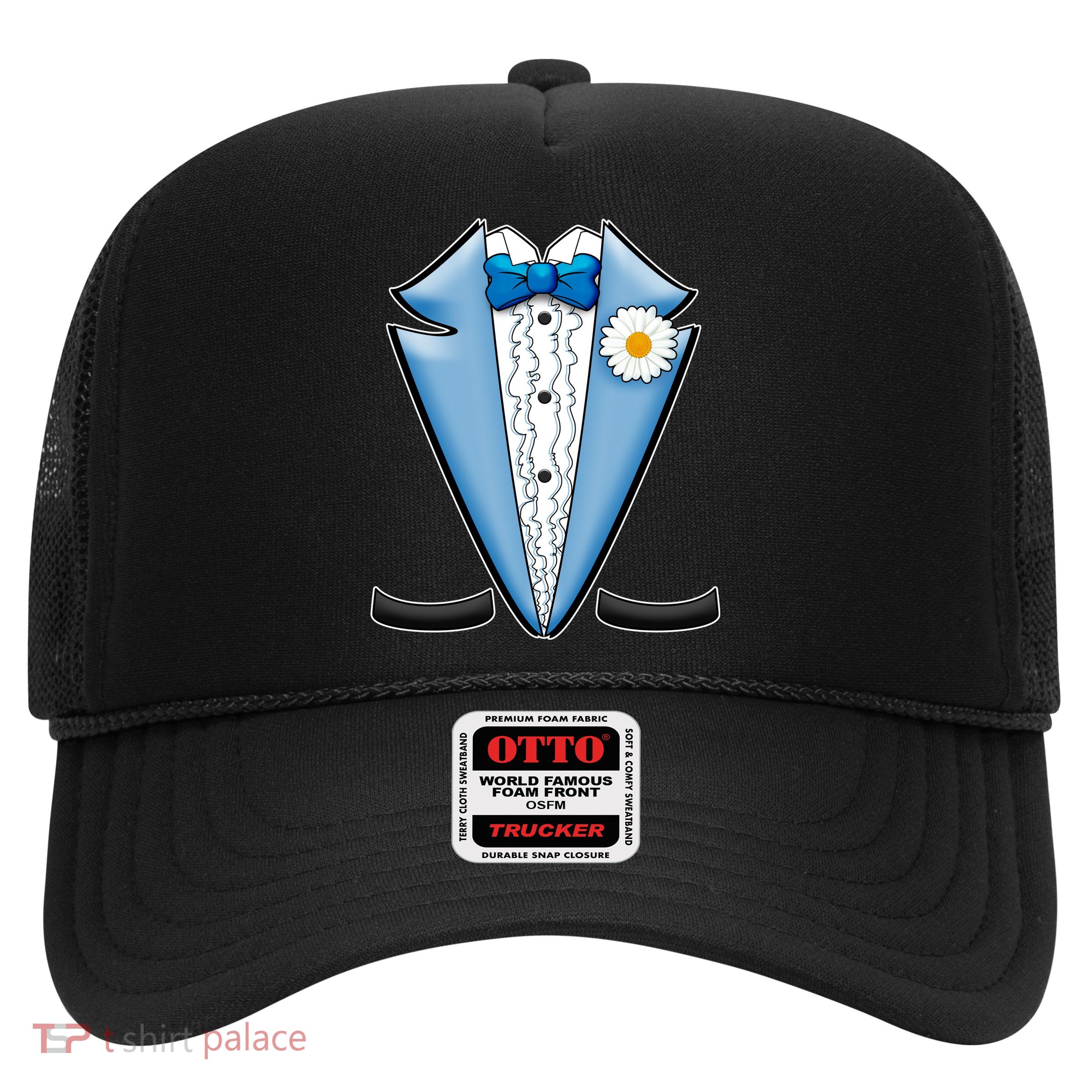 Vintage Powder Blue Suit Tuxedo Costume Trucker Hat