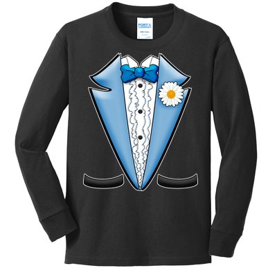 Vintage Powder Blue Suit Tuxedo Costume Kids Long Sleeve Shirt