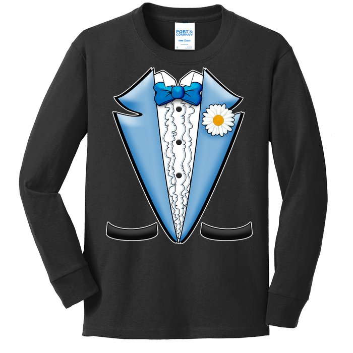 Vintage Powder Blue Suit Tuxedo Costume Kids Long Sleeve Shirt