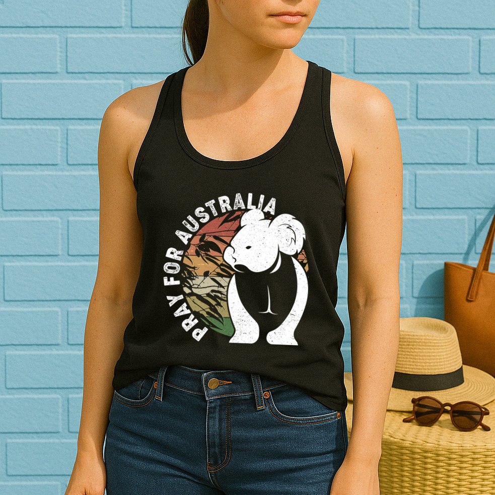 Vintage Pray For Australia Koala Womens Tank Top